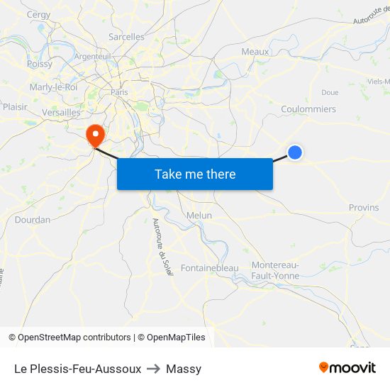 Le Plessis-Feu-Aussoux to Massy map