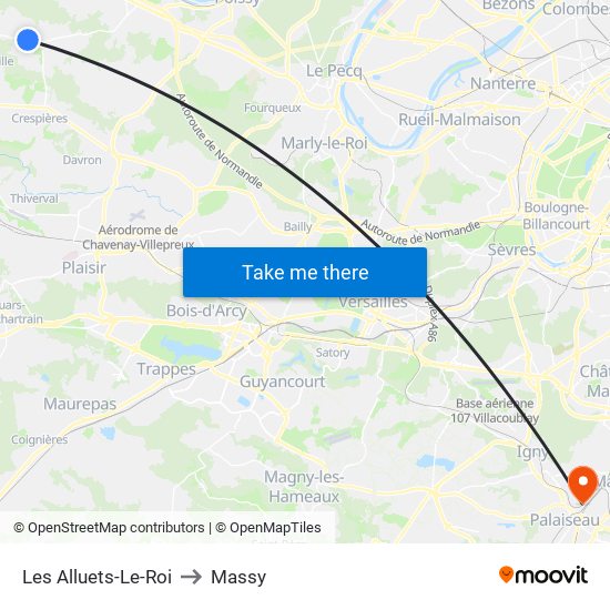 Les Alluets-Le-Roi to Massy map