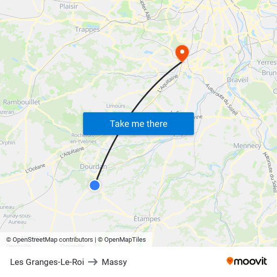 Les Granges-Le-Roi to Massy map