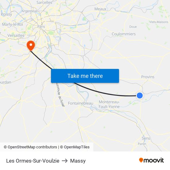 Les Ormes-Sur-Voulzie to Massy map