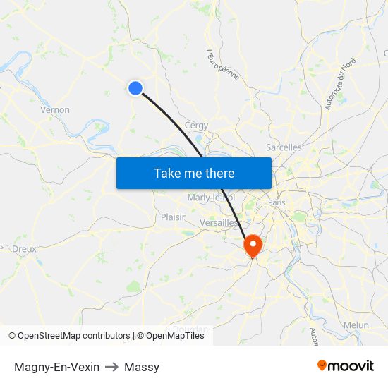 Magny-En-Vexin to Massy map