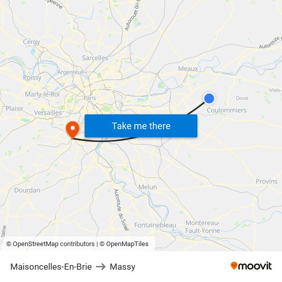 Maisoncelles-En-Brie to Massy map