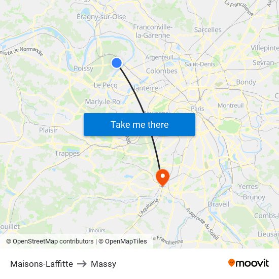 Maisons-Laffitte to Massy map