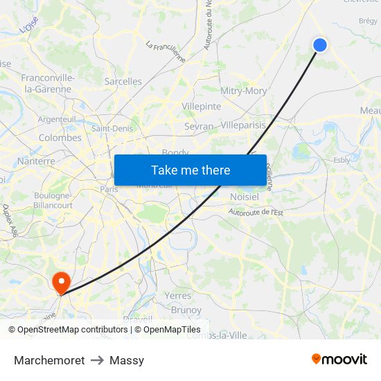 Marchemoret to Massy map