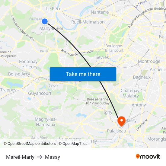 Mareil-Marly to Massy map