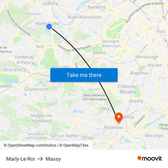Marly-Le-Roi to Massy map