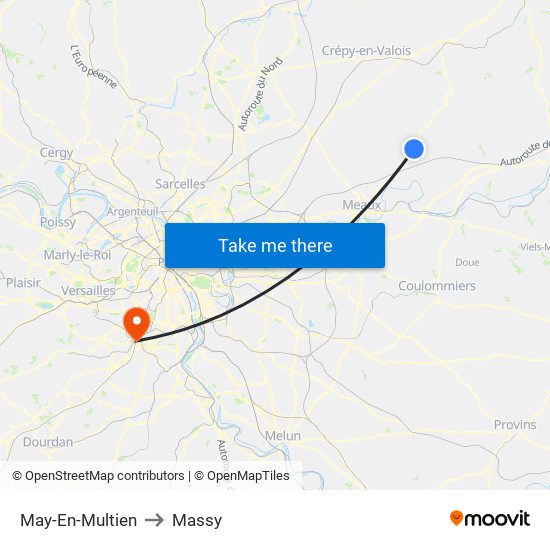 May-En-Multien to Massy map