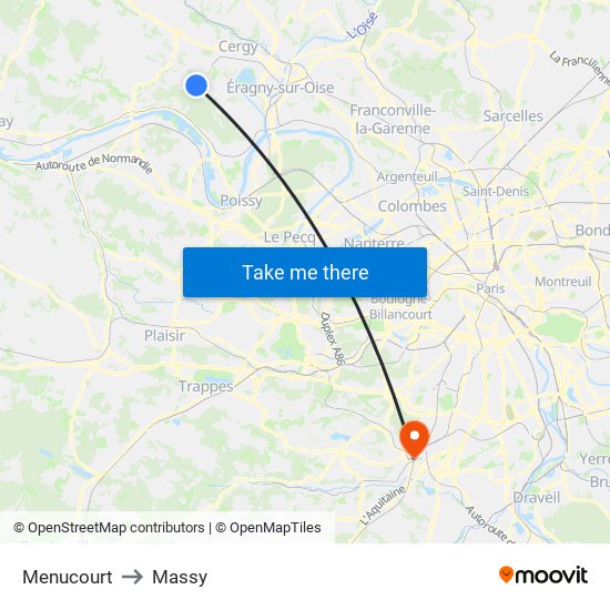 Menucourt to Massy map