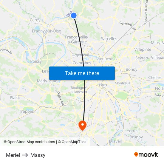 Meriel to Massy map