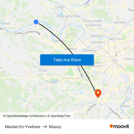 Meulan-En-Yvelines to Massy map