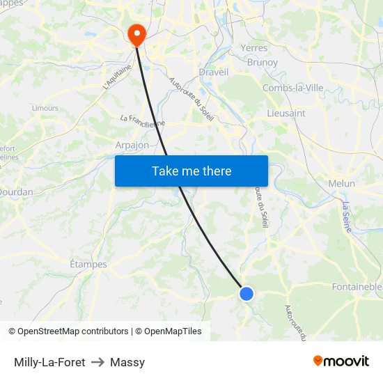 Milly-La-Foret to Massy map