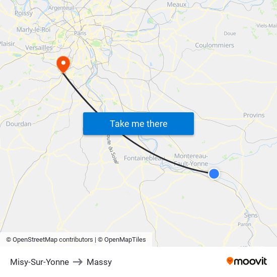 Misy-Sur-Yonne to Massy map