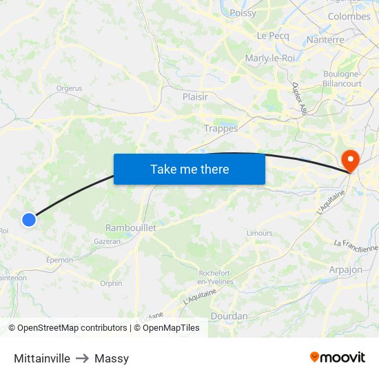 Mittainville to Massy map