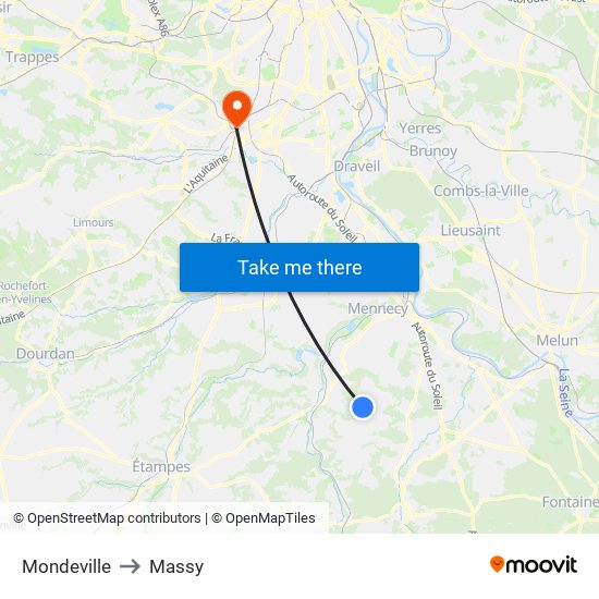 Mondeville to Massy map