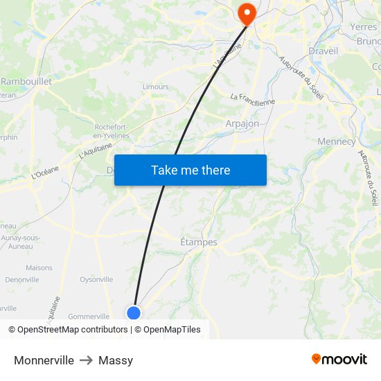 Monnerville to Massy map