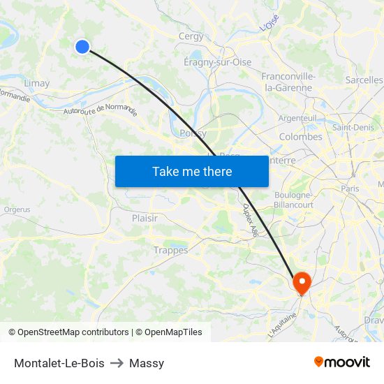 Montalet-Le-Bois to Massy map