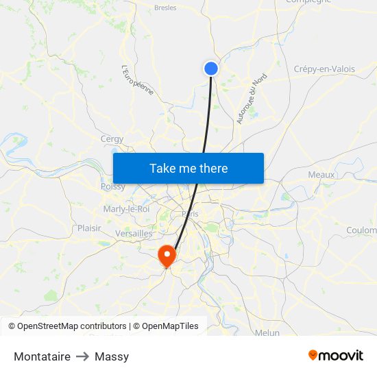 Montataire to Massy map