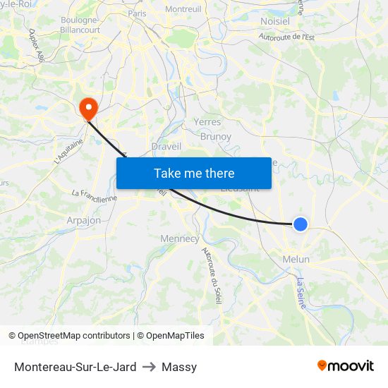 Montereau-Sur-Le-Jard to Massy map