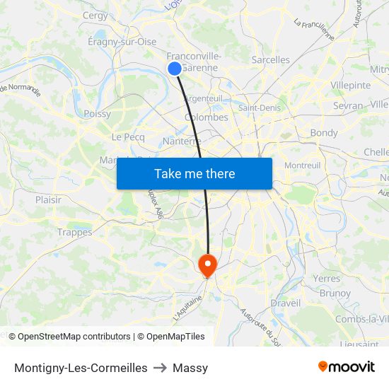 Montigny-Les-Cormeilles to Massy map