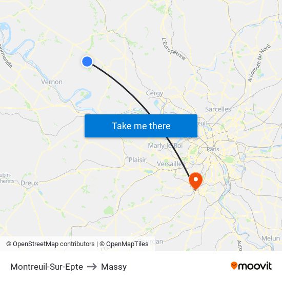 Montreuil-Sur-Epte to Massy map