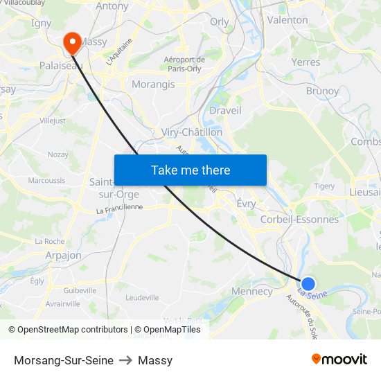 Morsang-Sur-Seine to Massy map