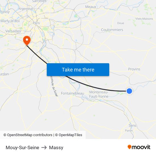 Mouy-Sur-Seine to Massy map