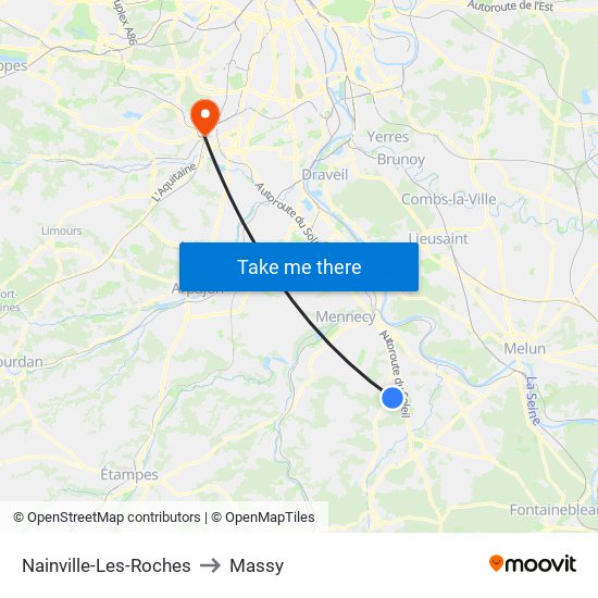 Nainville-Les-Roches to Massy map