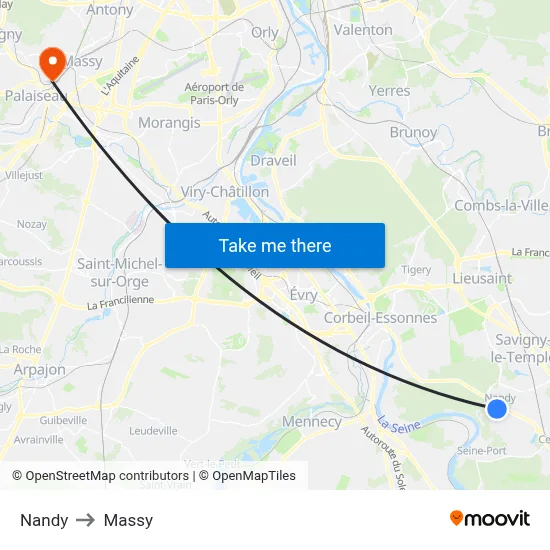 Nandy to Massy map