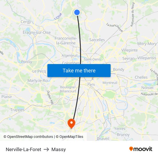 Nerville-La-Foret to Massy map