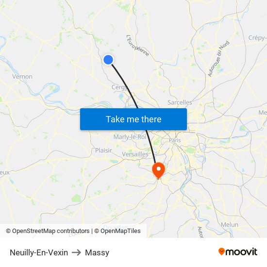 Neuilly-En-Vexin to Massy map