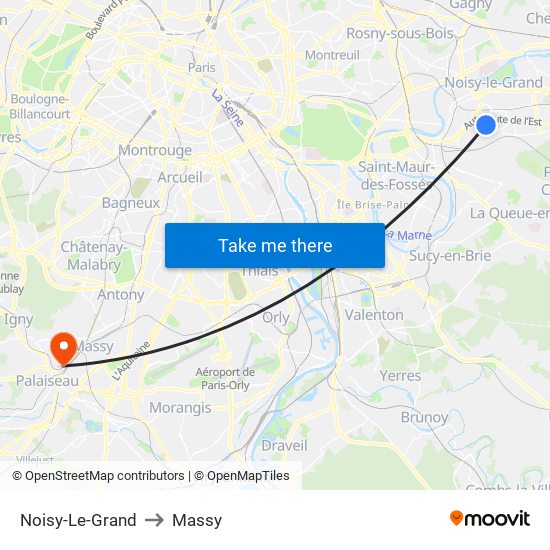 Noisy-Le-Grand to Massy map