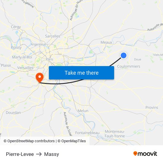 Pierre-Levee to Massy map