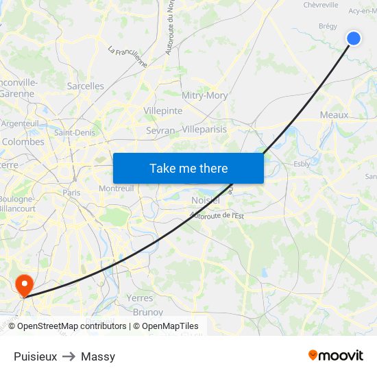 Puisieux to Massy map