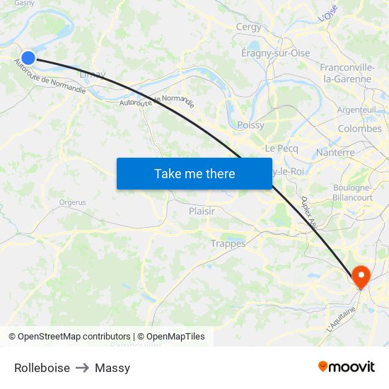 Rolleboise to Massy map