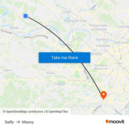 Sailly to Massy map
