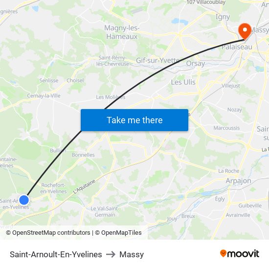 Saint-Arnoult-En-Yvelines to Massy map