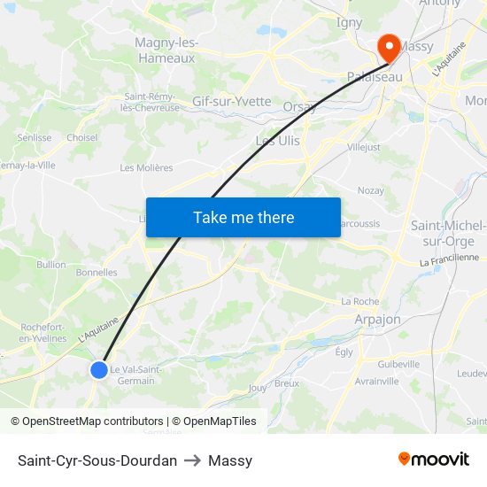 Saint-Cyr-Sous-Dourdan to Massy map