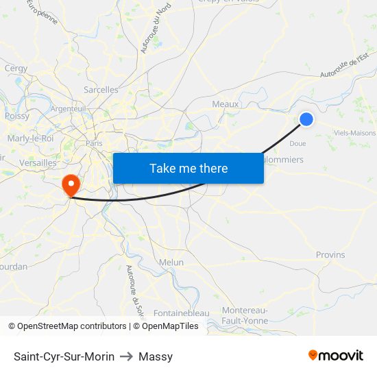 Saint-Cyr-Sur-Morin to Massy map