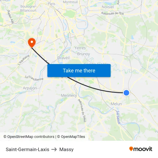 Saint-Germain-Laxis to Massy map