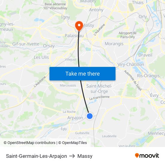 Saint-Germain-Les-Arpajon to Massy map