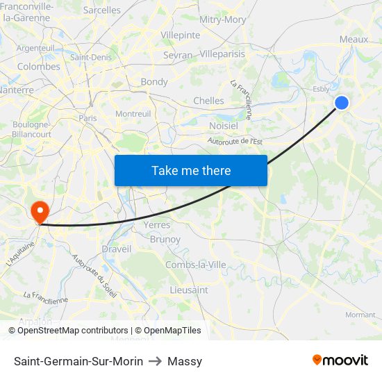 Saint-Germain-Sur-Morin to Massy map