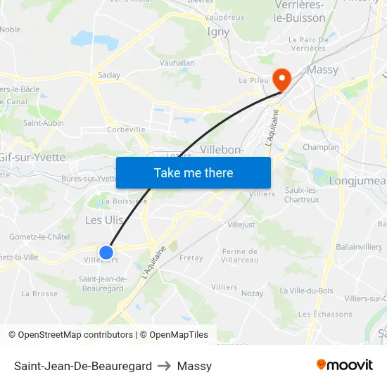 Saint-Jean-De-Beauregard to Massy map