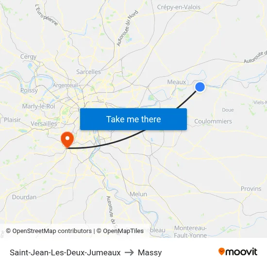 Saint-Jean-Les-Deux-Jumeaux to Massy map