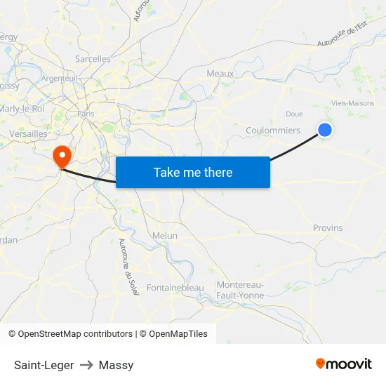 Saint-Leger to Massy map