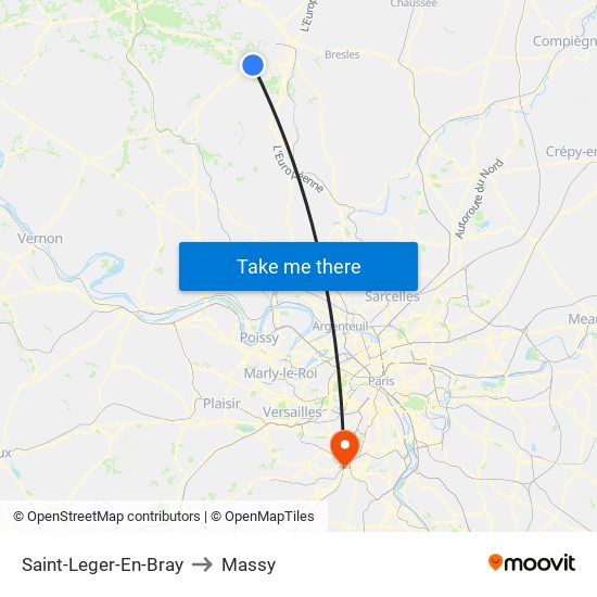 Saint-Leger-En-Bray to Massy map