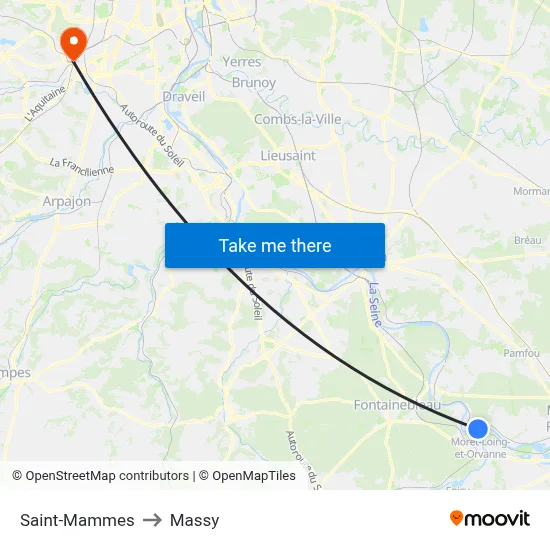 Saint-Mammes to Massy map
