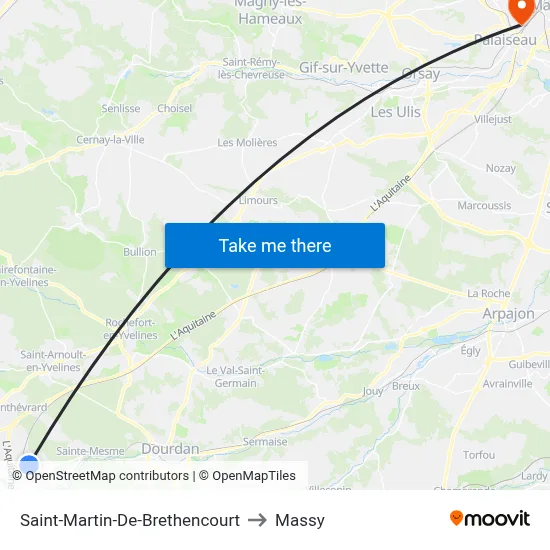 Saint-Martin-De-Brethencourt to Massy map