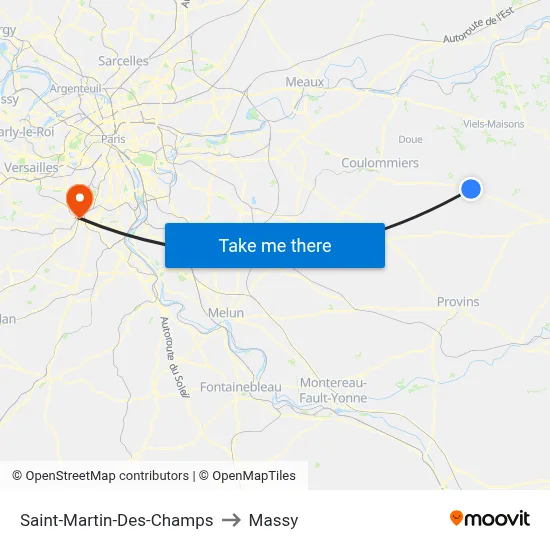 Saint-Martin-Des-Champs to Massy map