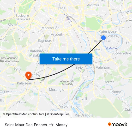 Saint-Maur-Des-Fosses to Massy map