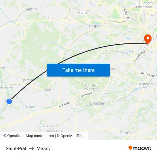 Saint-Piat to Massy map